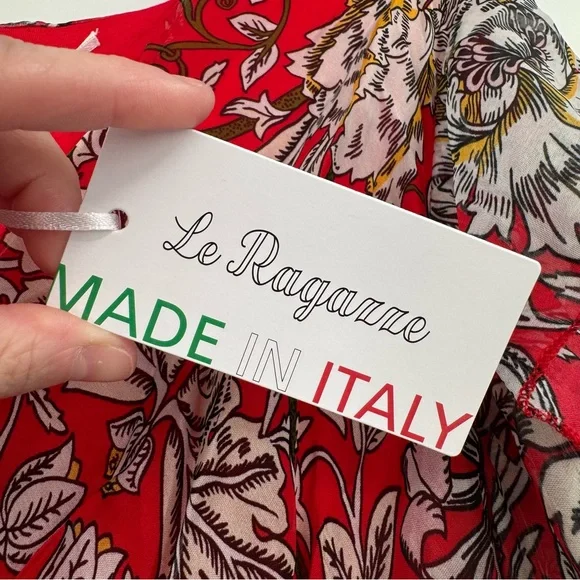 Le Ragazze Women’s Small Red Floral Italian Luxe Maxi A Line Summer Dress - Picture 6 of 7